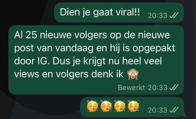 WhatsApp: Dien je gaat viral, al 25 nieuwe volgers op de nieuwe post