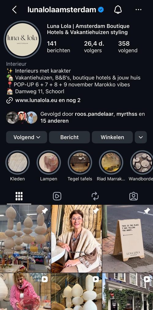 Instagram-profiel van Luna & Lola met 26,4 duizend volgers