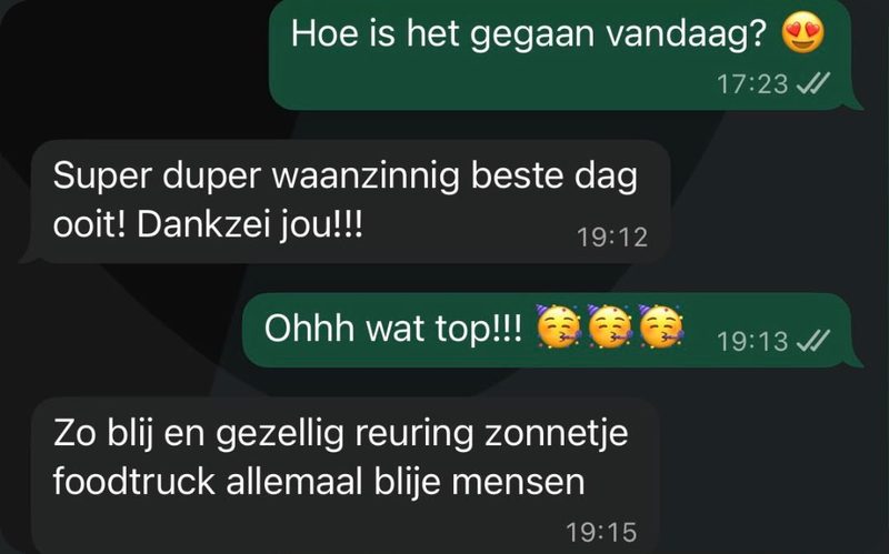 WhatsApp: super duper waanzinnig beste dag ooit! Dankzei jou